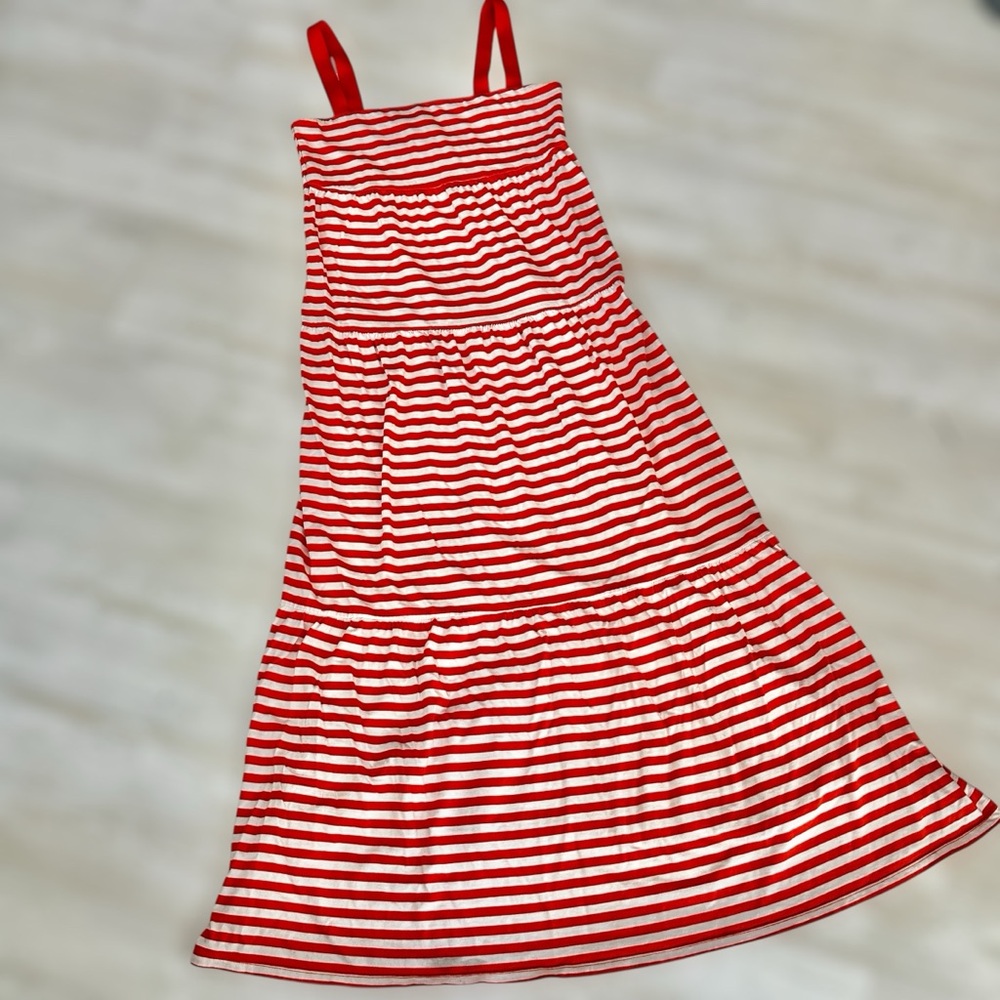 Old Navy Bold Orange and White Striped Maxi Sundress, M
